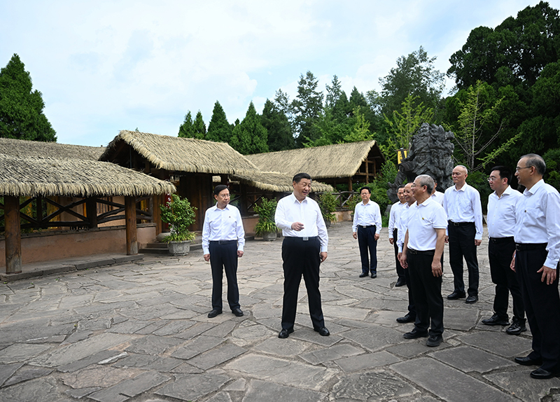 7月25日至27日，中共中央總書記、國(guó)家主席、中央軍委主席習(xí)近平在四川考察。這是25日下午，習(xí)近平在廣元市劍閣縣翠云廊考察。